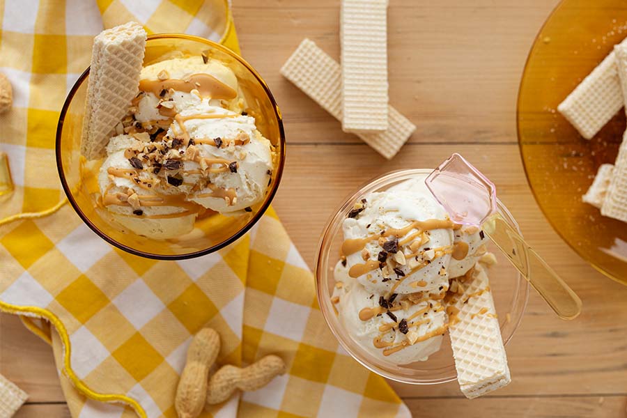 Glace Cacahuète-Banane, végan